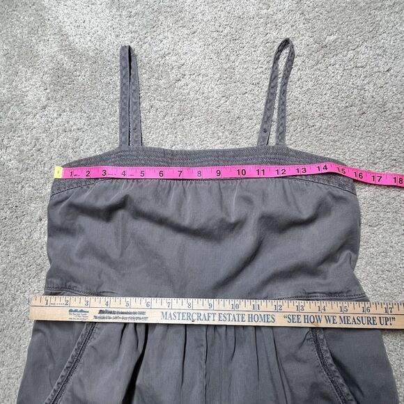 Anthropologie Equinox Postmark Jumpsuit Womens Small Apron Gray Overalls Linen - Picture 12 of 14